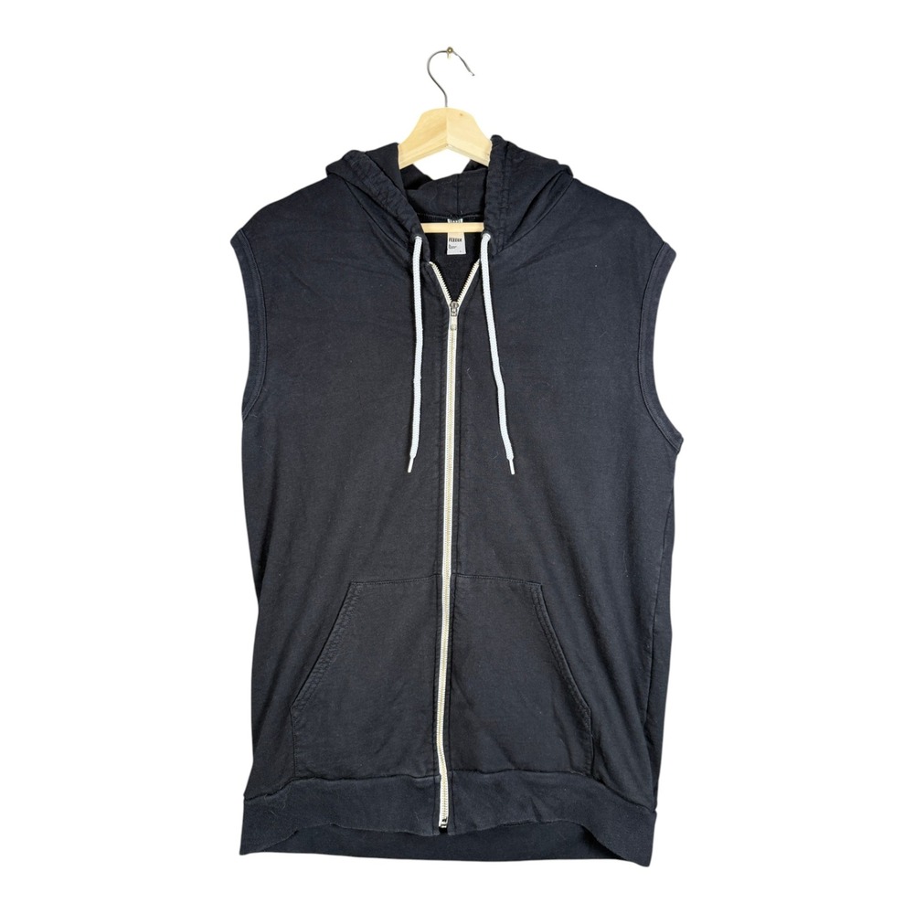 American Apparel Mens California Fleece Sleeveless Zip Up Hoodie Black Large - Picture 3 of 4
